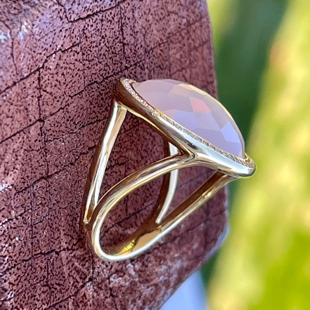 IPPOLITA 18K Yellow Gold Lollipop® Peach Moonstone & Diamond Statement Ring 🇮🇹 - Picture 11 of 16
